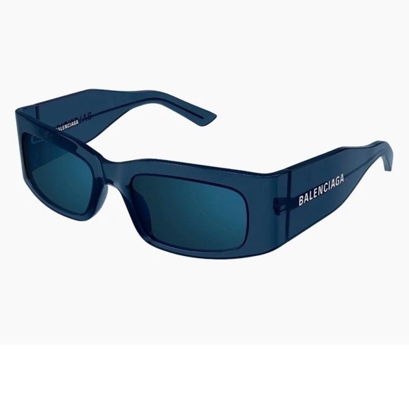 Balenciaga Accessories - BALENCIAGA Blue Mirrored Geometric Unisex Sunglass BB0328S 004 New no case .R14A